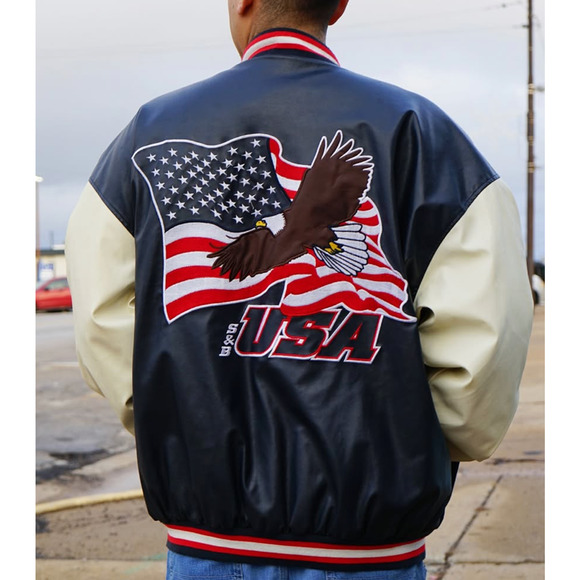 Steve & Barry’s USA Eagle Varsity Jacket Bomber Wool Leather Mens XL Y2K Vintage - Picture 3 of 13